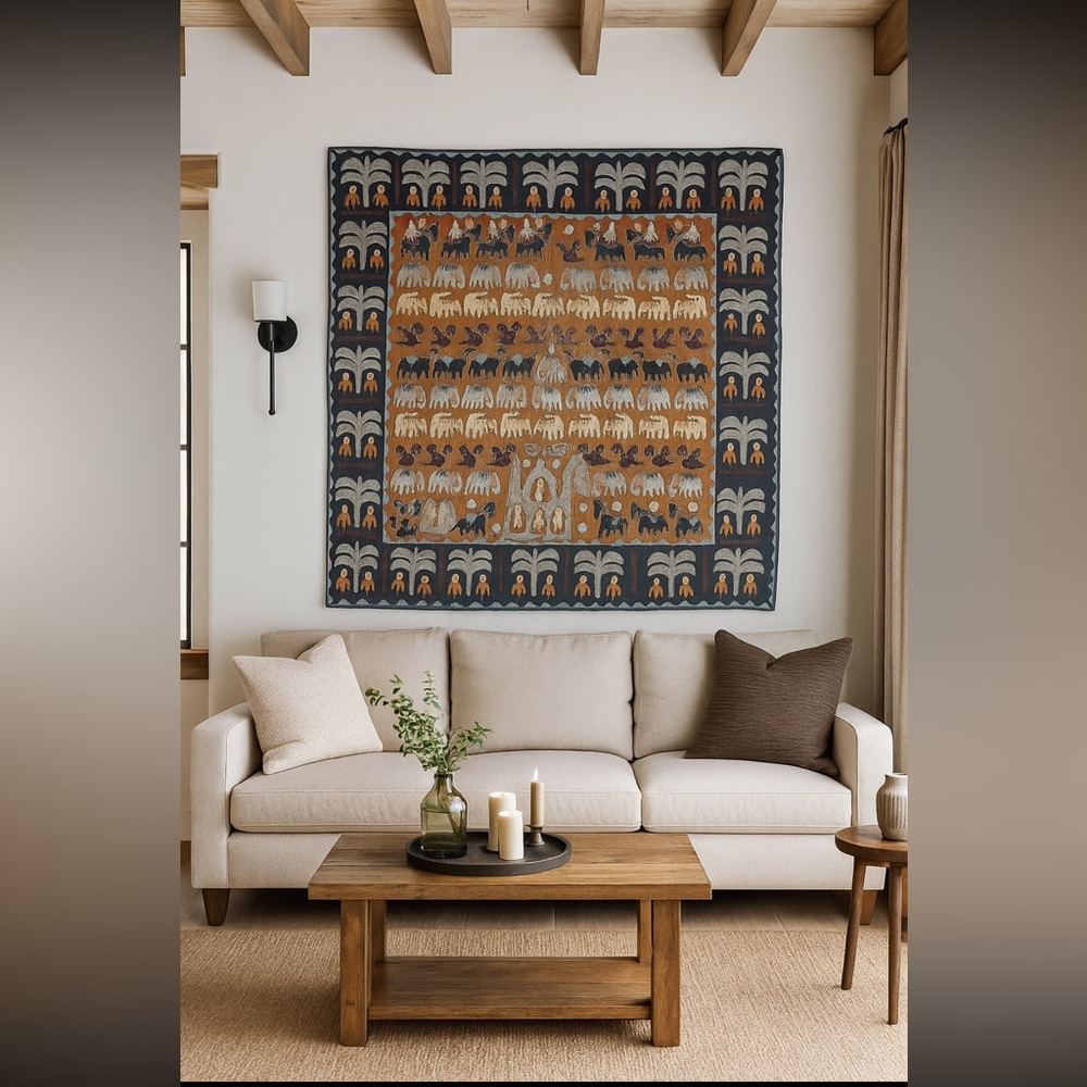 Vtg Kanduri Applique Shrine Cloth Tribal Uttar Pradesh Northern India 
#0821247